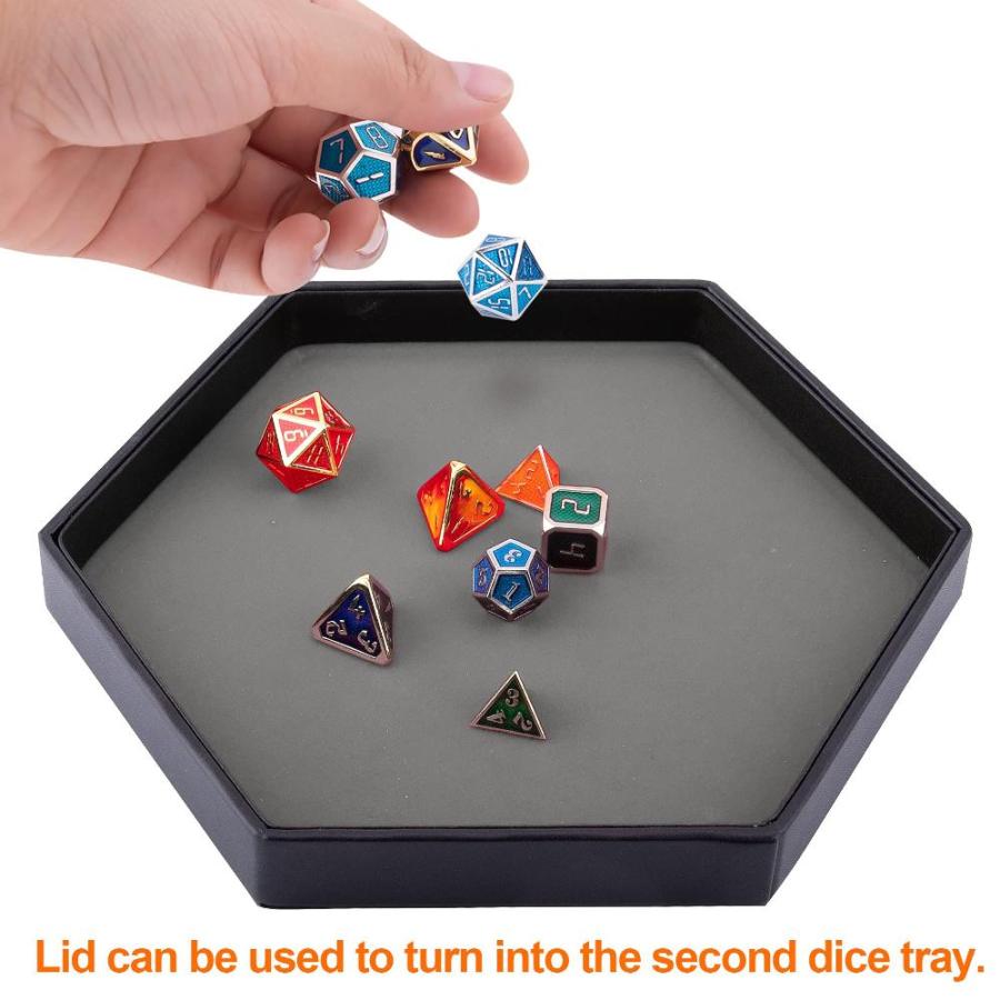 SIQUK Dice Tray with Lid Hexagon Dice Rolling Tray Dice Holder for Dice Gam｜joyfullab｜04