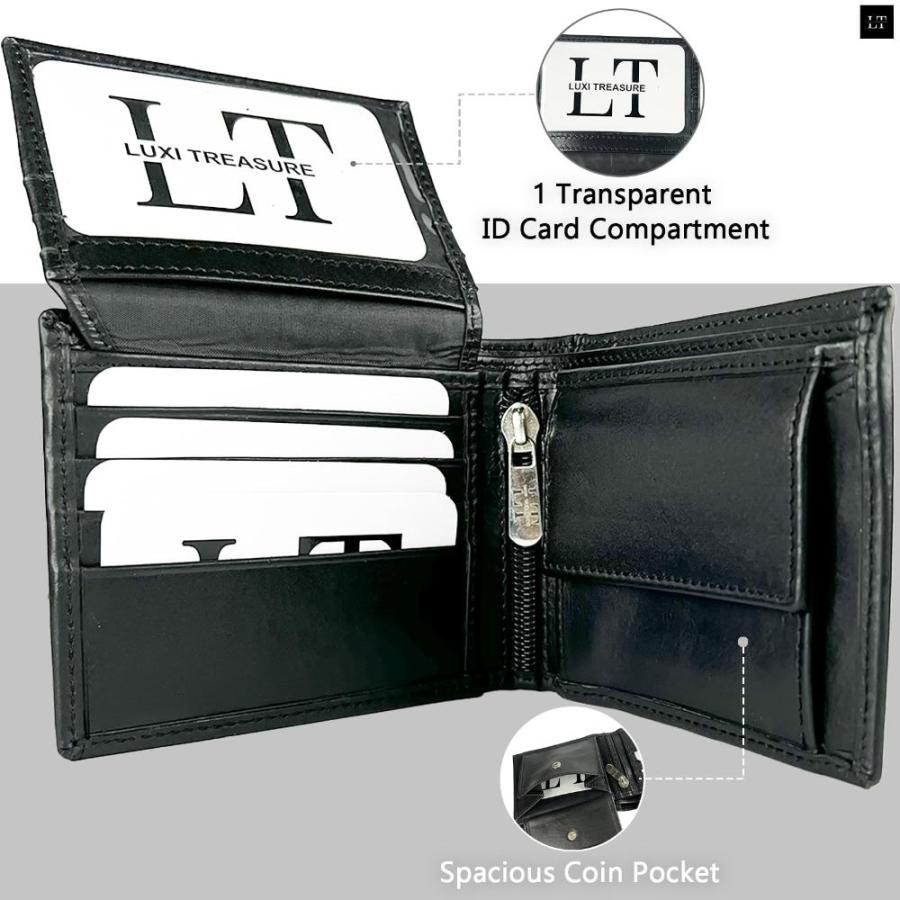 LUXI TREASURE Leather Wallet | Premium Black Wallet with 2 Bill Compartment｜joyfullab｜04
