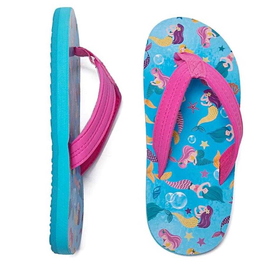 Big Girls Beach Pool Flip Flops Non Slip Sandals (Blue Mermaid, 3)｜joyfullab｜04