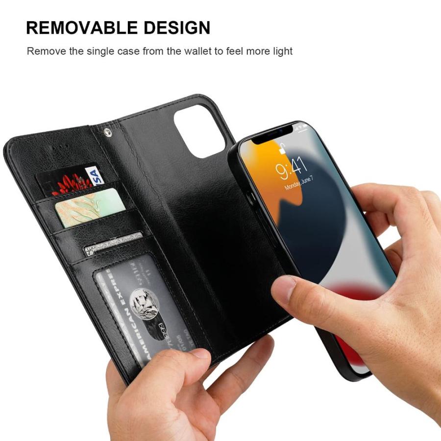 Bocasal 取り外し可能な財布ケース iPhone 13用 RFIDブロック カードスロットホルダー プレミアムPUレザー 磁気キックスタンド 耐｜joyfullab｜04