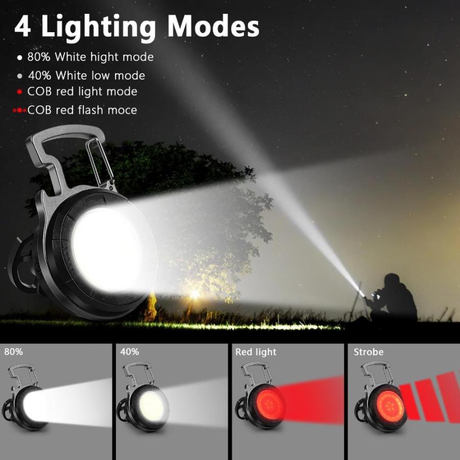 COB 小型懐中電灯 2000ルーメン 明るい 充電式キーチェーン ミニ作業懐中電灯 4つのライトモード ポータブルポケットライト 折りたたみ式ブラケ｜joyfullab｜05