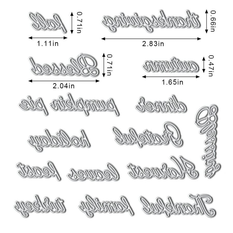 16ピース 感謝祭の言葉 カッティングダイス パンプキン 秋 レター ダイカット ホリデー エンボス加工 ステンシルテンプレート カード作成 DIY｜joyfullab｜02