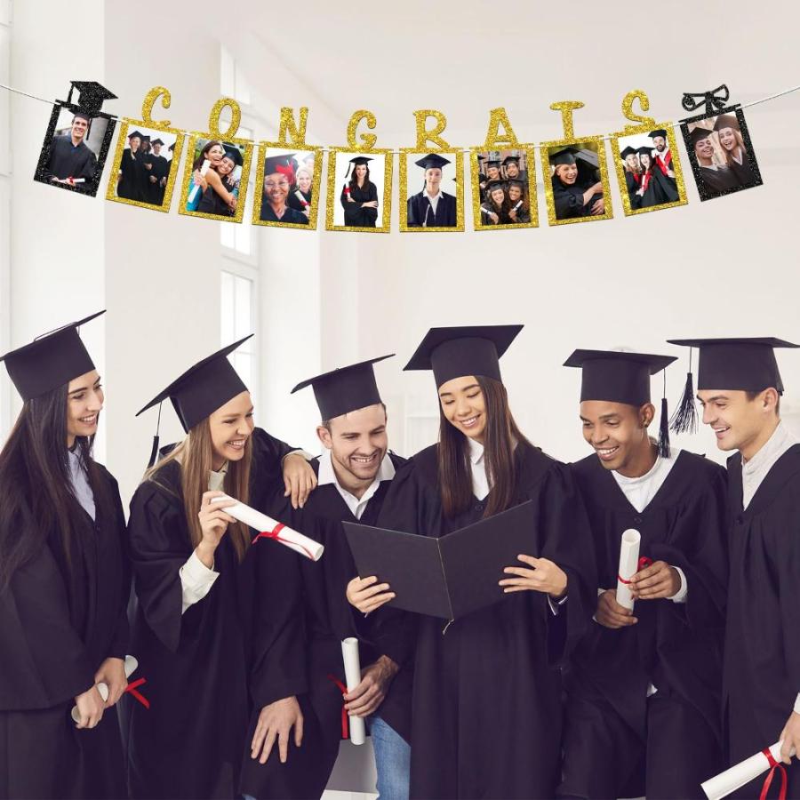 WeBenison Congrats フォトバナー 卒業紙 フォトフレーム 高校 大学 卒業 バンティング デコレーション 2024年授業 ピクチャー｜joyfullab｜05