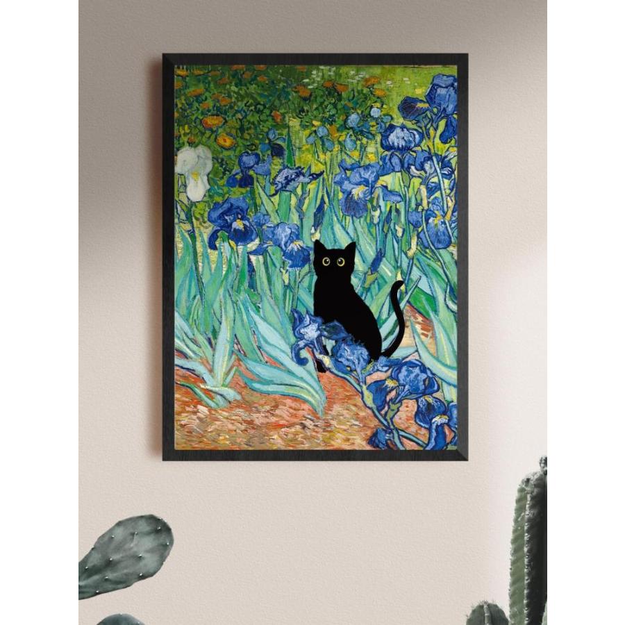 MINI ZOZI 黒猫絵画 ゴッホ ヴィンテージ 有名アート 12x16 MINI ZOZI 黒猫絵画 ゴッホ ヴィンテージ 有名アート 12x16