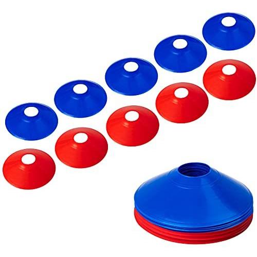 マーカーコーン カラーコーン マーカーディスク サッカー フットサル用 青と赤 10枚セット収納袋付き 国内外の人気