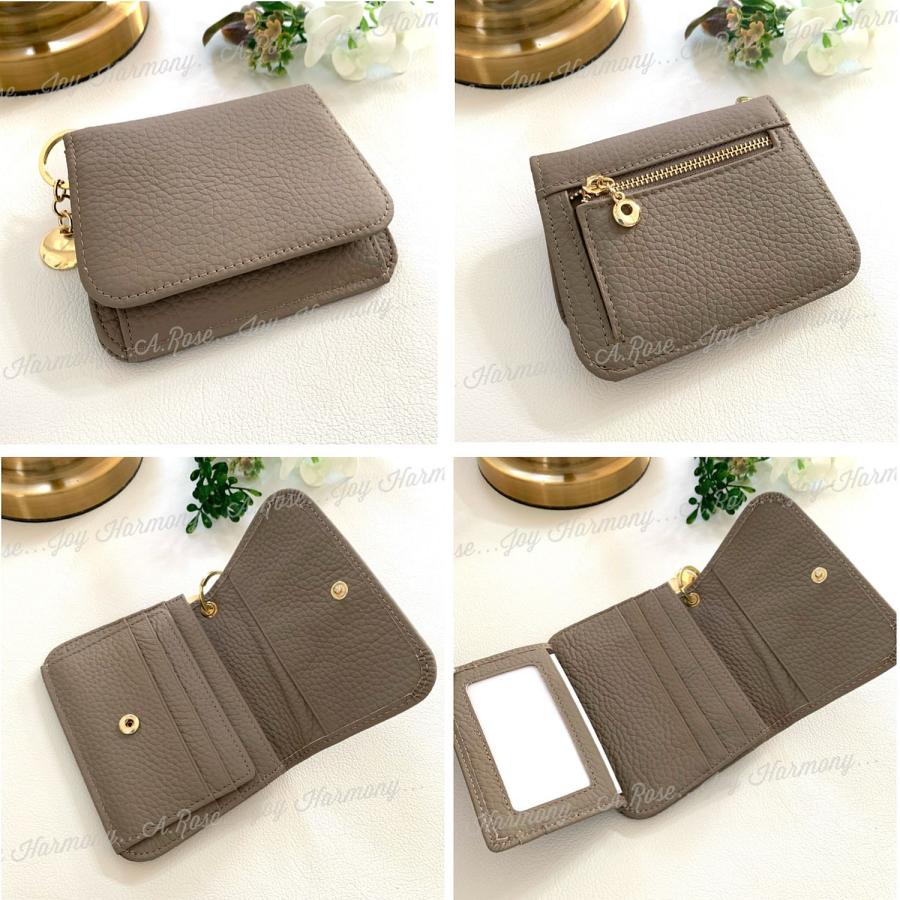 ミニ財布 レディース 財布 二つ折り 本革 カードケース 小銭入れ 可愛い チャーム付き パステルカラー コンパクト | Joy Harmony | 14