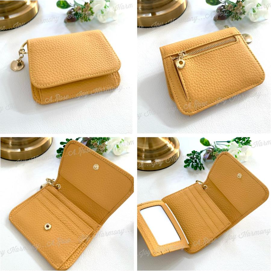 ミニ財布 レディース 財布 二つ折り 本革 カードケース 小銭入れ 可愛い チャーム付き パステルカラー コンパクト | Joy Harmony | 15