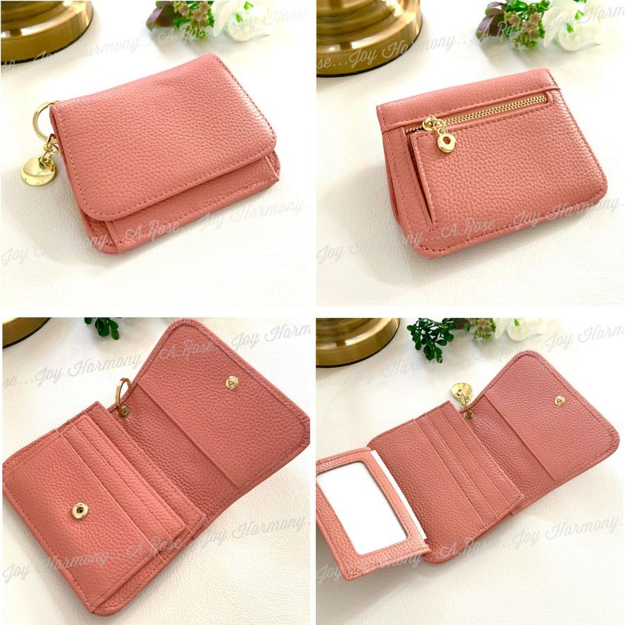ミニ財布 レディース 財布 二つ折り 本革 カードケース 小銭入れ 可愛い チャーム付き パステルカラー コンパクト | Joy Harmony | 17