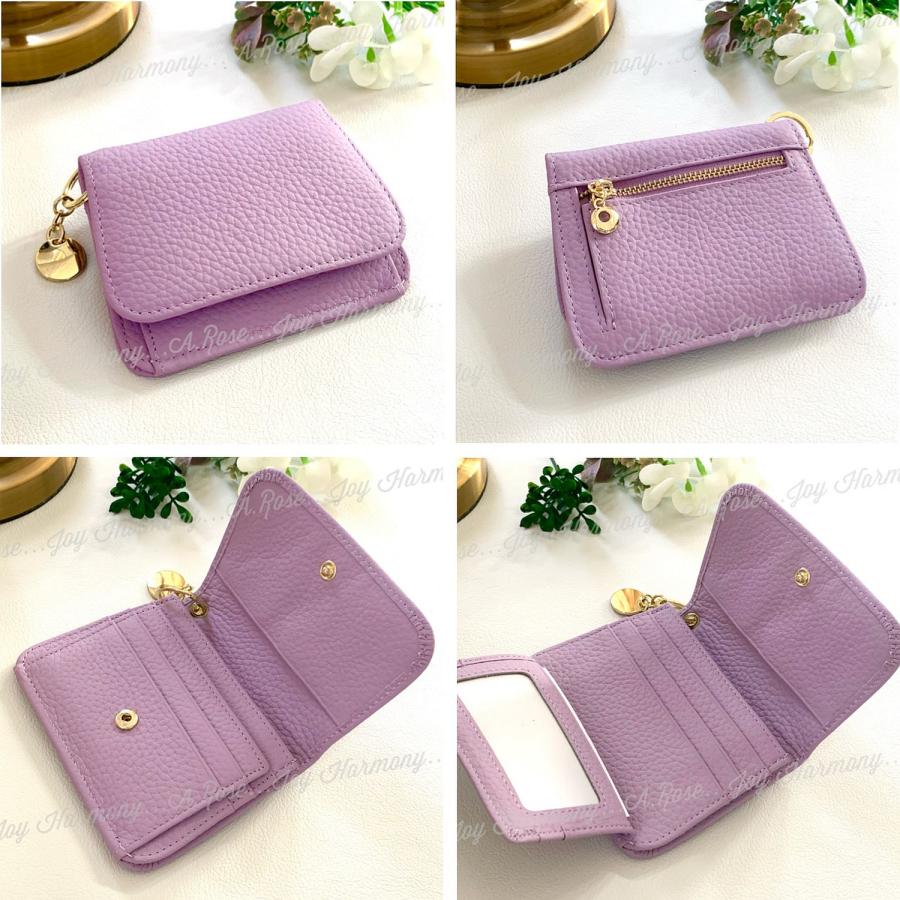 ミニ財布 レディース 財布 二つ折り 本革 カードケース 小銭入れ 可愛い チャーム付き パステルカラー コンパクト | Joy Harmony | 18