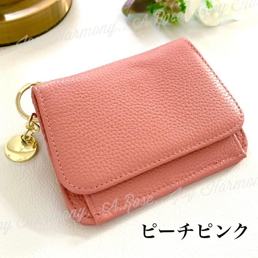 ミニ財布 レディース 財布 二つ折り 本革 カードケース 小銭入れ 可愛い チャーム付き パステルカラー コンパクト | Joy Harmony | 04