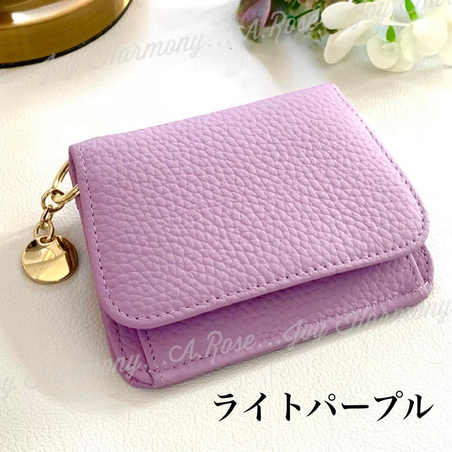 ミニ財布 レディース 財布 二つ折り 本革 カードケース 小銭入れ 可愛い チャーム付き パステルカラー コンパクト | Joy Harmony | 05