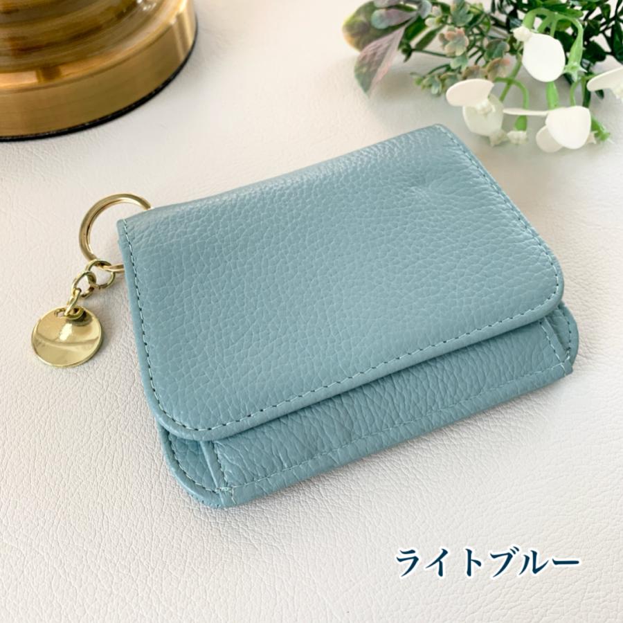 ミニ財布 レディース 財布 二つ折り 本革 カードケース 小銭入れ 可愛い チャーム付き パステルカラー コンパクト | Joy Harmony | 06
