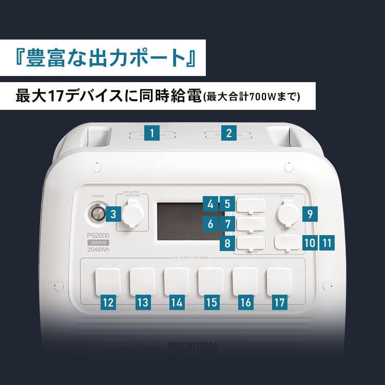 ポータブル電源 ソーラーパネル バッテリー充電器 ポータブル 大容量 BLUETTI アイリスオーヤマ PS2000AA-W ISP-A100M | IRIS OHYAMA | 13