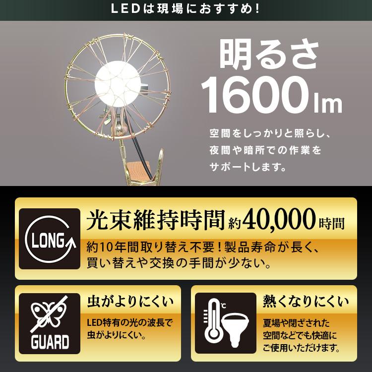 クリップライト led 作業灯 1600lm 照明 業務用 オフィス 工場 現場 100V 屋内用 昼白色 広配光 角度調節 屋内倉庫 夜間作業 非常灯 アイリスオーヤマ ILW-16GC4 | IRIS OHYAMA | 06