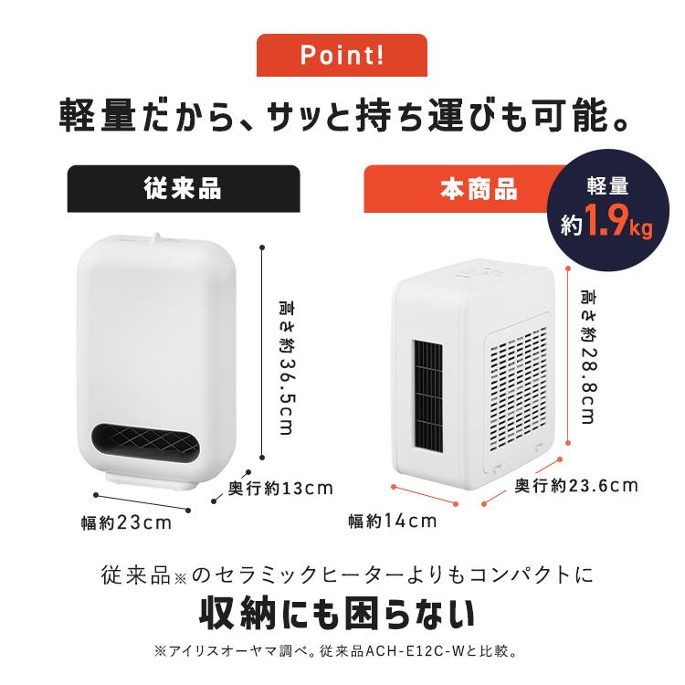 セラミックヒーター 小型 コンパクト 軽量 スリム 転倒時 自動電源オフ 足元 暖房 セラミックファンヒーター アイリスオーヤマ ACH-KD12A * | IRIS OHYAMA | 04
