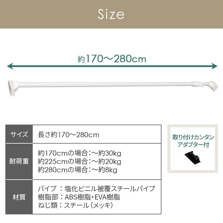突っ張り棒 強力 耐荷重30kg カーテン つっぱり棒 棚 収納 H-NPJ-280 アイリスオーヤマ 伸縮棒 ツッパリ棒 幅170〜280cm | IRIS OHYAMA | 06