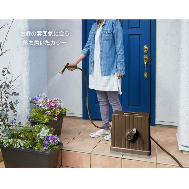 ＼２年保証付き／ ホース ホースリール 20m おしゃれ ホワイト ブラック カーキ ベージュ シャワーホース 散水ホース 洗車 園芸 家庭菜園 掃除 おすすめ | IRIS OHYAMA | 05