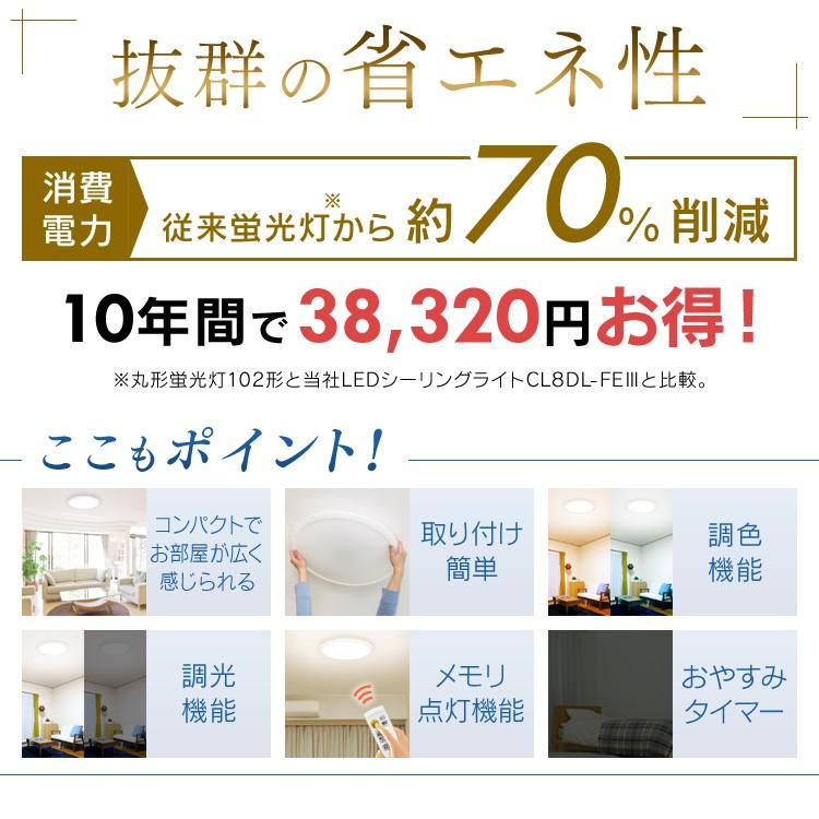 LED シーリングライト 8畳 調光 調色 アイリスオーヤマ LED LEDシーリングライト リモコン おしゃれ 照明 CL8DL-FEIII | IRIS OHYAMA | 02