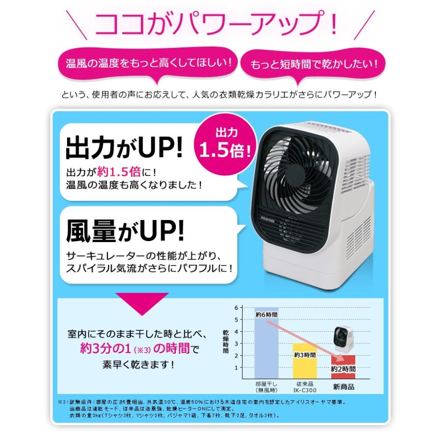 衣類乾燥機 乾燥機 衣類 アイリスオーヤマ カラリエ 部屋干し サーキュレーター 温風 強力 風量 ホワイト IK-C500 靴乾燥 節電 敬老の日 | IRIS OHYAMA | 04