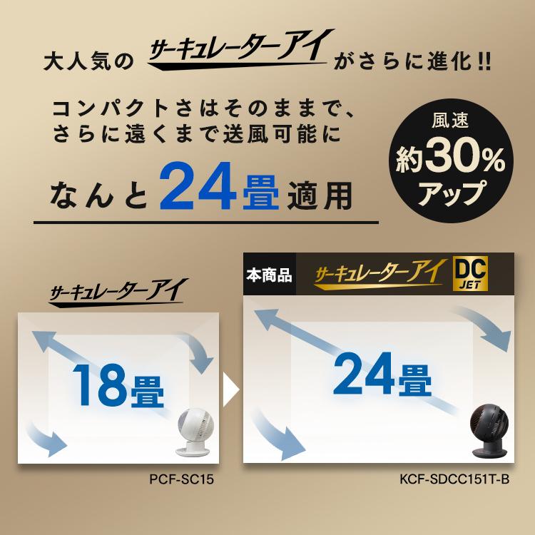 サーキュレーター アイリスオーヤマ DC 静音 首振り 衣類乾燥 3D 空気循環 JET 15cm KCF-SDCC151T 除湿器入り 節電 | IRIS OHYAMA | 04