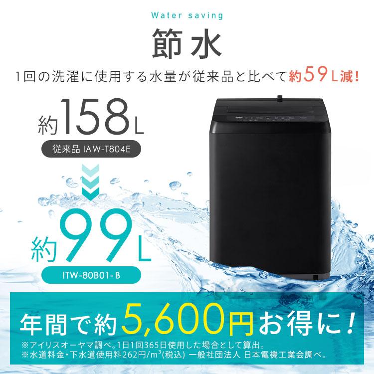IRIS OHYAMA（アイリスオーヤマ） 洗濯機 8キロ 8kg 縦型 一人暮らし