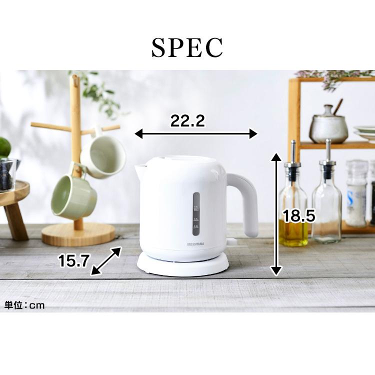 ケトル おしゃれ 電気 電気ケトル アイリスオーヤマ 一人暮らし ベーシックタイプ ホワイト IKEB-800-W  アイリスオーヤマ | IRIS OHYAMA | 13