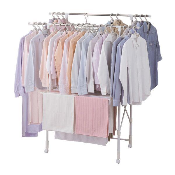 室内物干し 洗濯物干し 折りたたみ コンパクト 伸縮 大容量 組立簡単 キャスター付 部屋干し 物干し 梅雨 アイリスオーヤマ H-MR90 * | IRIS OHYAMA | 03