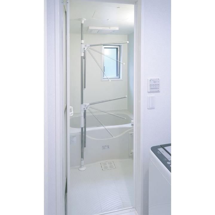 室内物干し 洗濯物干し 突っ張り物干し ステンレス お風呂 浴室乾燥 コンパクト収納 部屋干し 梅雨 一人暮らし アイリスオーヤマ YM-260 * | IRIS OHYAMA | 03
