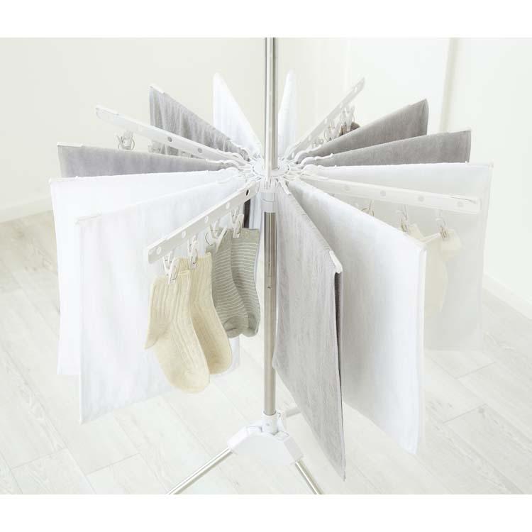 室内物干し 洗濯物干し パラソルハンガー ステンレス ハンガーバー タオルハンガー ピンチ付き スリム収納 アイリスオーヤマ HP-170 * | IRIS OHYAMA | 03