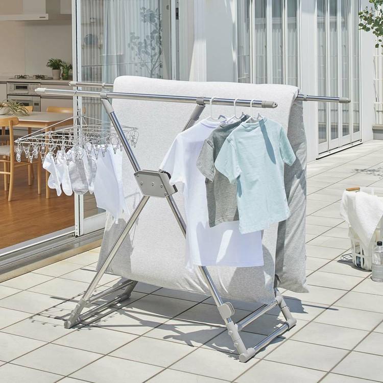 布団干し 洗濯物干し 2way 折りたたみ コンパクト 布団4枚 布団干しスタンド 屋外 室内物干し 部屋干し 梅雨 アイリスオーヤマ CFS-200S * | IRIS OHYAMA | 05