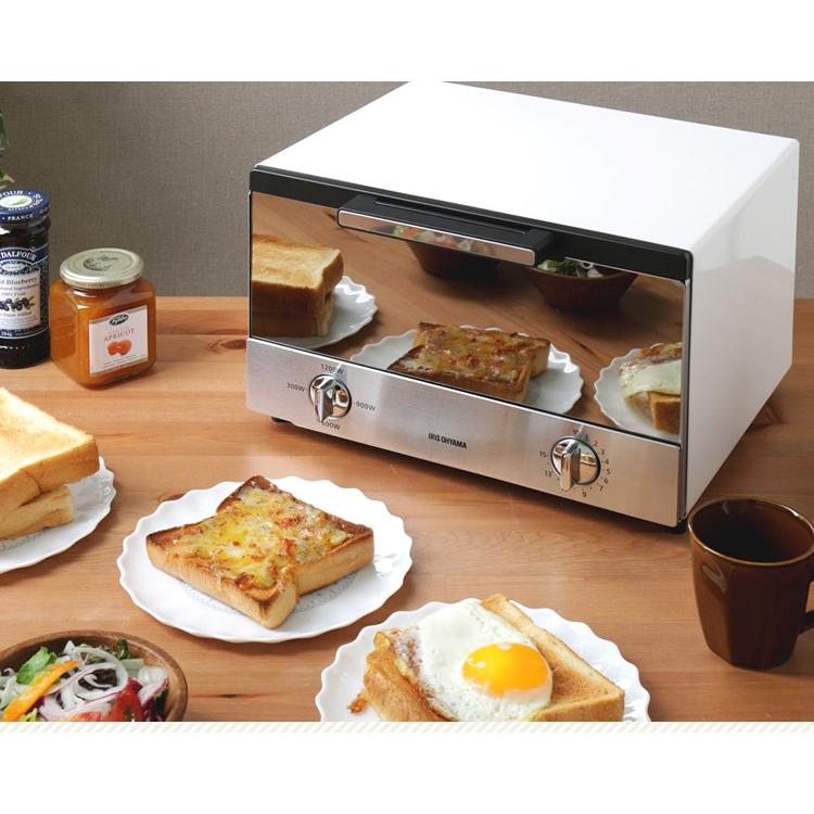 トースター 4枚 4枚焼き 安い おしゃれ オーブントースター ミラーオーブントースター 本体  新品 パン アイリスオーヤマ MOT-013-W | IRIS OHYAMA | 03