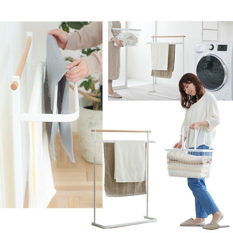 タオル掛け タオルハンガー 洗面所 おしゃれ 天然木 バスタオル フェイスタオル 軽量 部屋干し 物干し 梅雨 アイリスオーヤマ NRMH-720T * | IRIS OHYAMA | 16