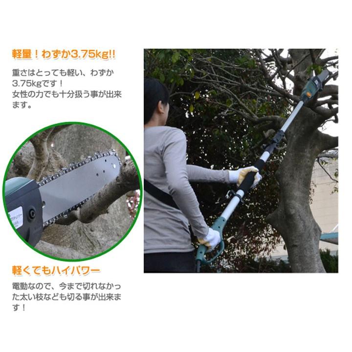 電動高枝切りチェンソー ガーデニング 枝 庭 木 「高枝健太郎くん
