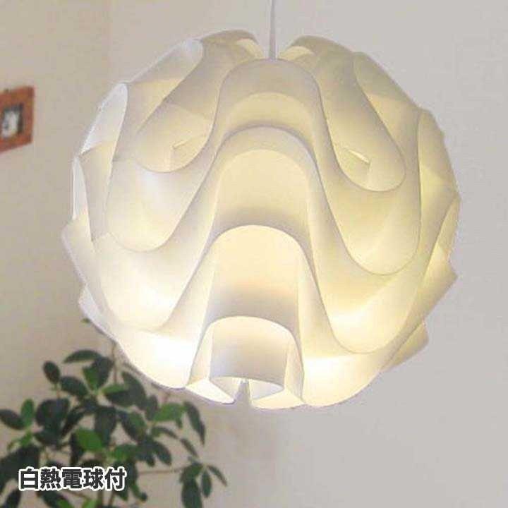 白熱／LED電球ペンダントライト ホワイト 直径約50cm　北欧　電球付き フィラメントLED電球「Siphon」 Ball50 LDF83A ホワイト ボール