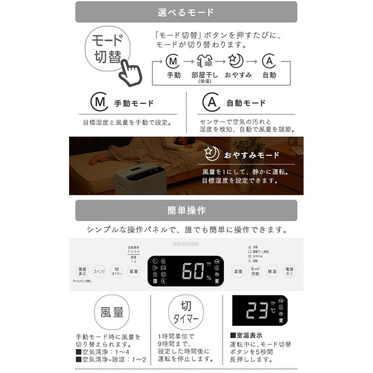 除湿機 アイリスオーヤマ コンプレッサー式 コンプレッサー 空気清浄 空気清浄機能付 除湿 湿気対策 ホワイト PD-A140-W (D)｜joylight｜15