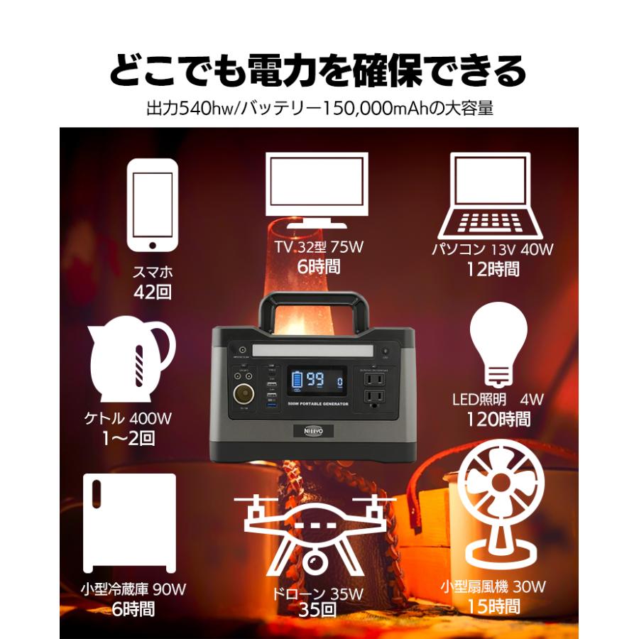 ポータブル電源 540Wh 大容量 車中泊 150000mAh ポータブルコンセント