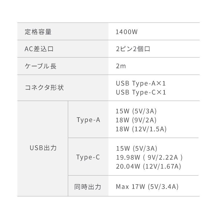 延長コード タップ USB充電ポート付き USB充電 コンセント USB充電ポート付きタップ TPU-22AC-W (D) アイリスオーヤマ | IRIS OHYAMA | 08