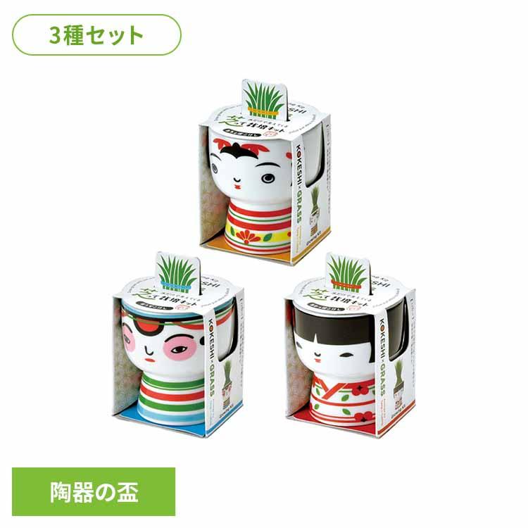 栽培キット 栽培セット 芝 おちょぼ ぼうず おかっぱ 聖新陶芸 (3種