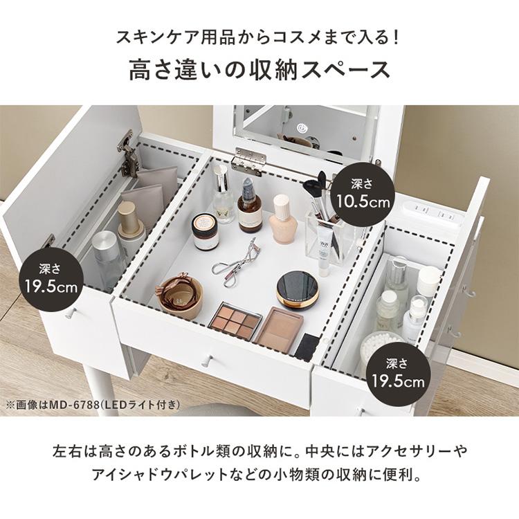 期間限定 ドレッサー　コンパクト LEDライト付き 化粧台　鏡台　おしゃれ ドレッサー ドレッサーセット デスク スツール付き コンセント付き