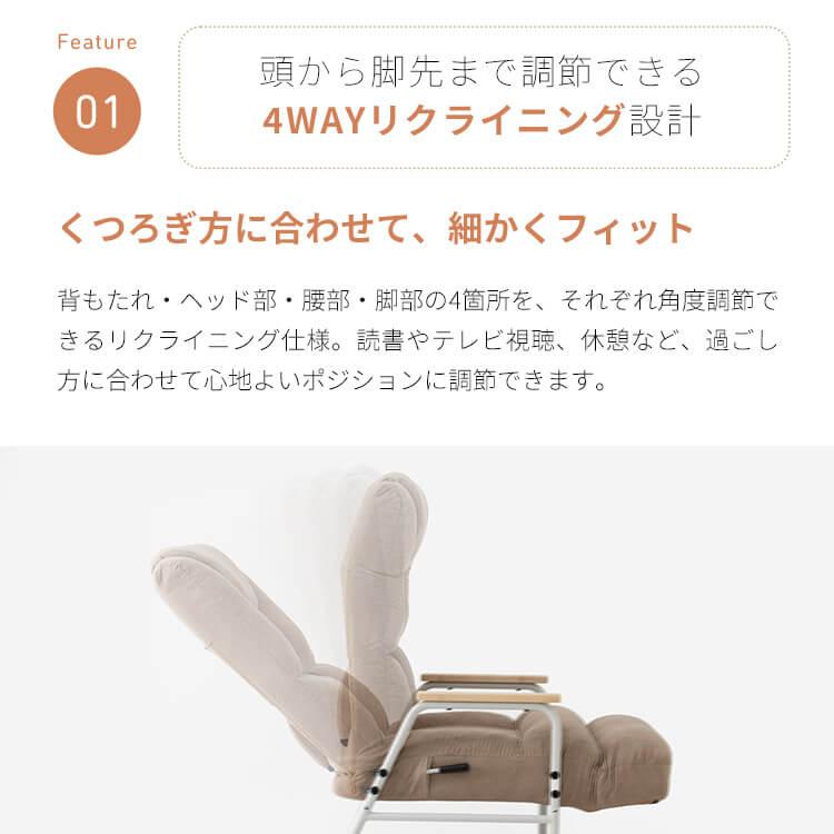 高座椅子 リクライニングチェア オットマン 背筋矯正 姿勢サポート ストレッチ 腰ケアフィット フットレスト付ランバーサポート高座椅子Mukava CG-246X-IS |  | 05