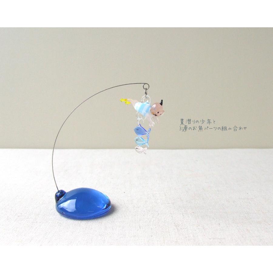 ガラス細工 ミニチュア 夏休み 少年 海 海水浴 素潜り 置物 夏休み