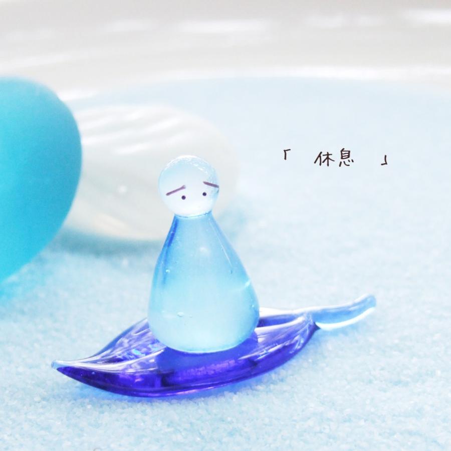 ガラス細工 ミニチュア 雑貨 置物 てるてるぼうず・長男と葉っぱ