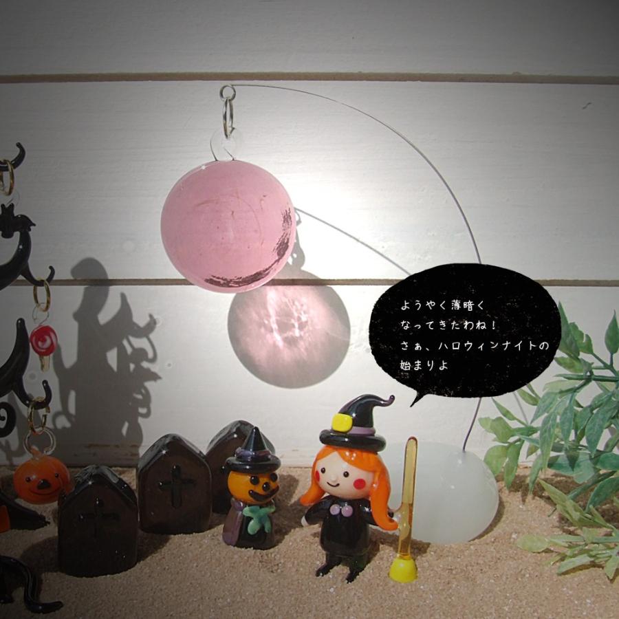 ガラス細工 ミニチュアガラス 秋 満月 月 ハロウィン 闇夜のパープル