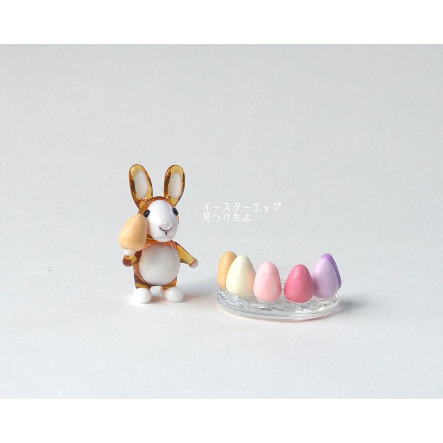 ガラス細工 樹脂粘土 うさぎ イースター 復活祭 エッグ 置物