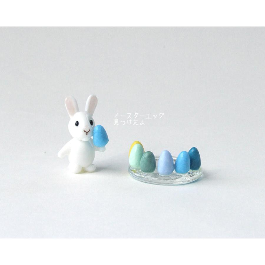 ガラス細工 樹脂粘土 うさぎ イースター 復活祭 エッグ 置物