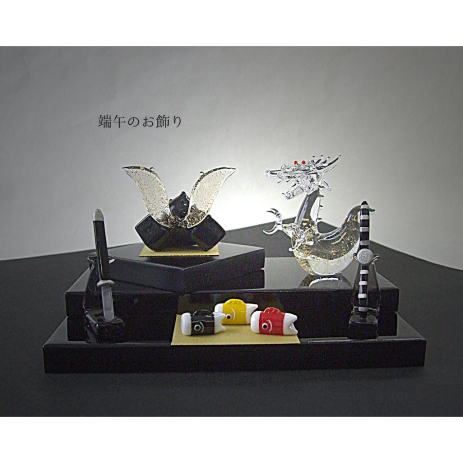 ガラス細工 端午の節句 お道具 弓 コンパクト五月人形 端午の節句のお