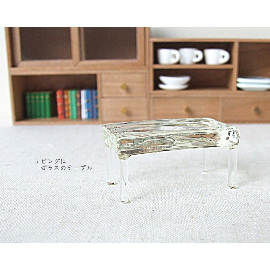 ガラス細工 ミニチュア 雑貨 置物 ガラスの家具・長テーブル : ガラス