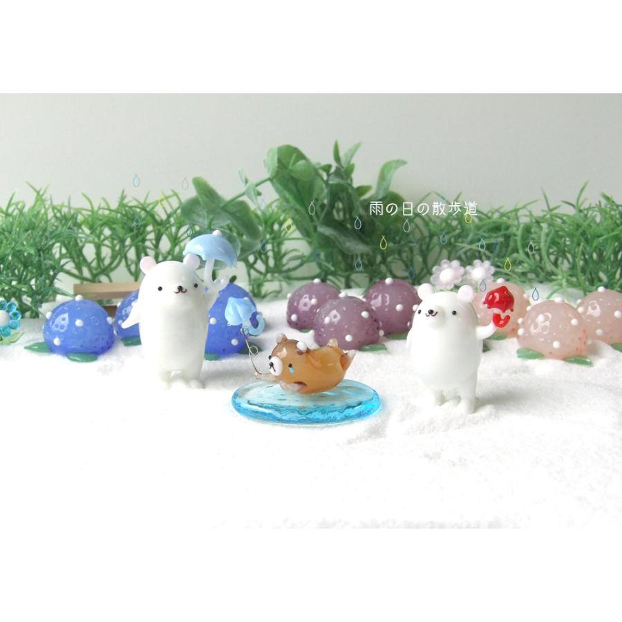 ガラス細工　梅雨時　梅雨時アイテム　雨　紫陽花　雑貨　　　雨の日の紫陽花・ピンク｜joyluckstore｜07