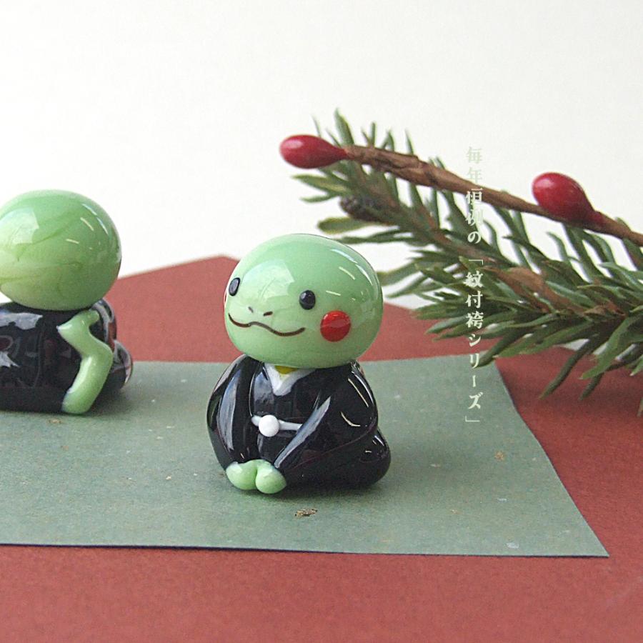 ガラス細工 硝子細工 巳 蛇 和物 縁起物 干支 紋付袴 干支・巳 紋付袴