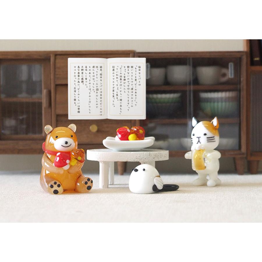 くま茶色　ガラス細工　ミニチュア ガラス細工 ミニチュアガラス 熊 森のくま きのこ 日記 もりくま日記